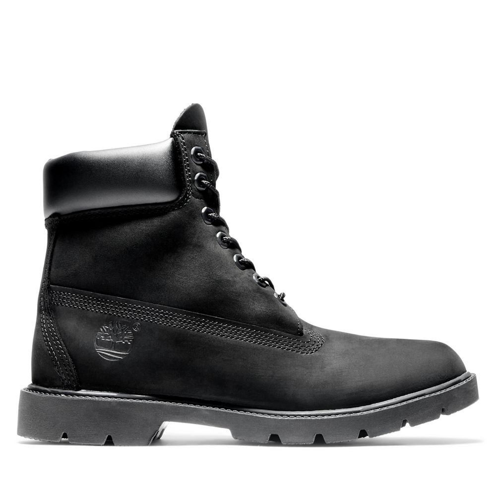 Timberland Mens Snow Boots 6-Inch Basic Waterproof w/Padded Collar - Black - India ZF7536041